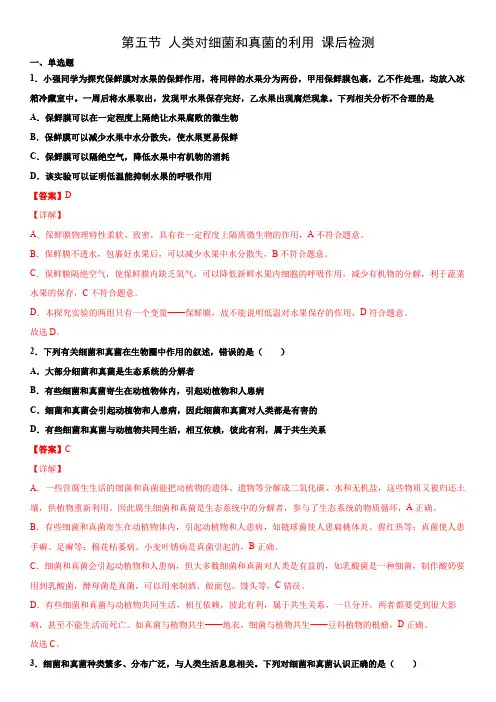 5.4.5 人类对细菌和真菌的利用(练习)(解析版)