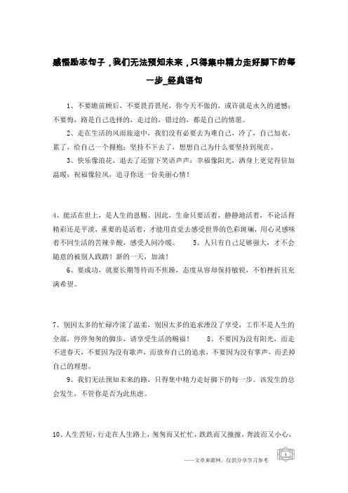 感悟励志句子,我们无法预知未来,只得集中精力走好脚下的每一步-经典语句