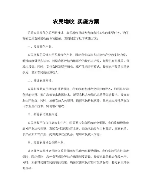 农民增收 实施方案