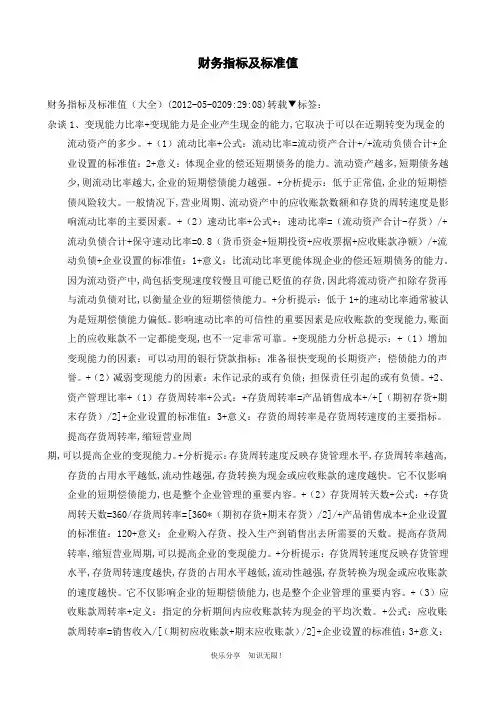 财务指标及标准值