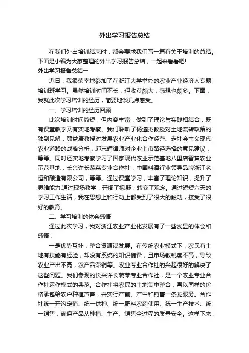 外出学习报告总结
