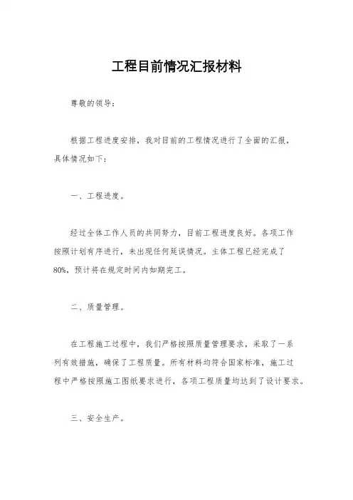 工程目前情况汇报材料