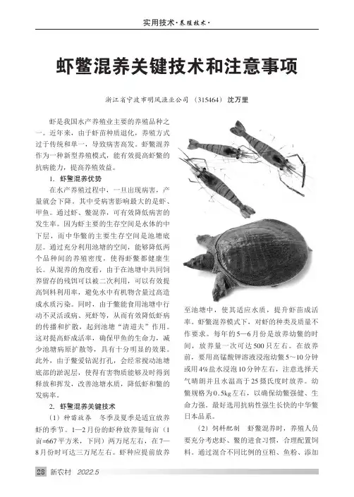 虾鳖混养关键技术和注意事项