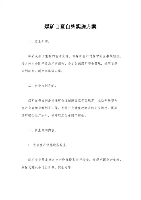 煤矿自查自纠实施方案
