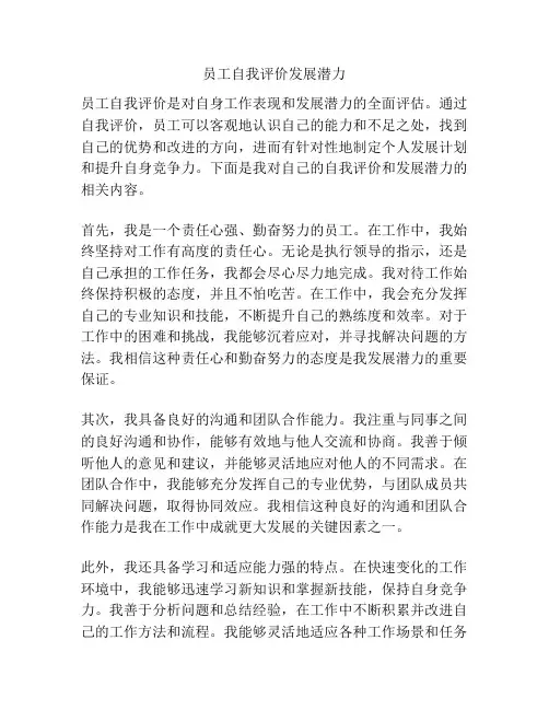 员工自我评价发展潜力