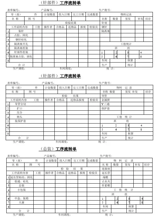 工序流转单模板