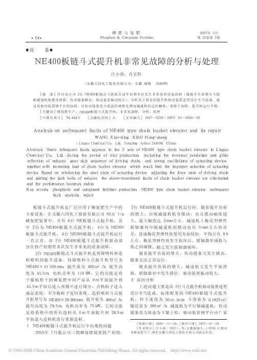 NE400板链斗式提升机非常见故障的分析与处理
