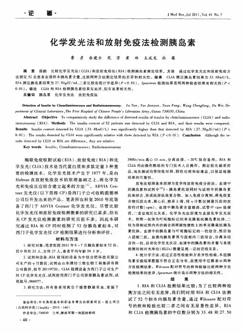 化学发光法和放射免疫法检测胰岛素