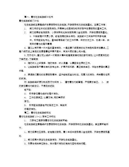 青协实践部工作计划(共9篇)