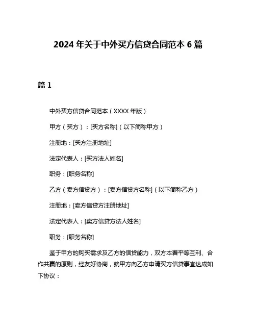2024年关于中外买方信贷合同范本6篇