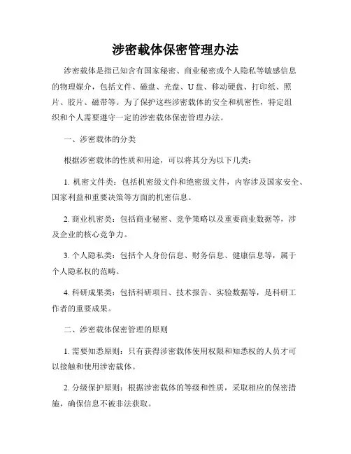 涉密载体保密管理办法