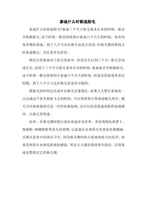 泰迪什么时候退胎毛