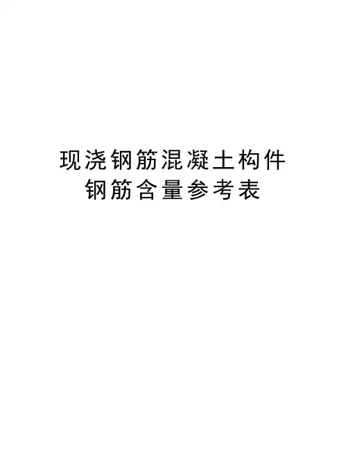 现浇钢筋混凝土构件钢筋含量参考表doc资料