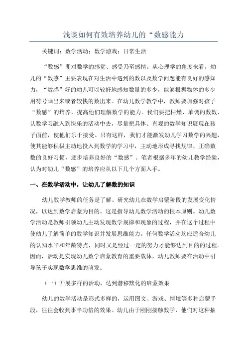 浅谈如何有效培养幼儿的“数感能力
