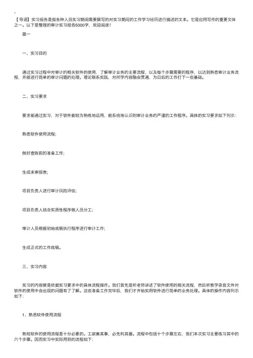 审计实习报告5000字【六篇】