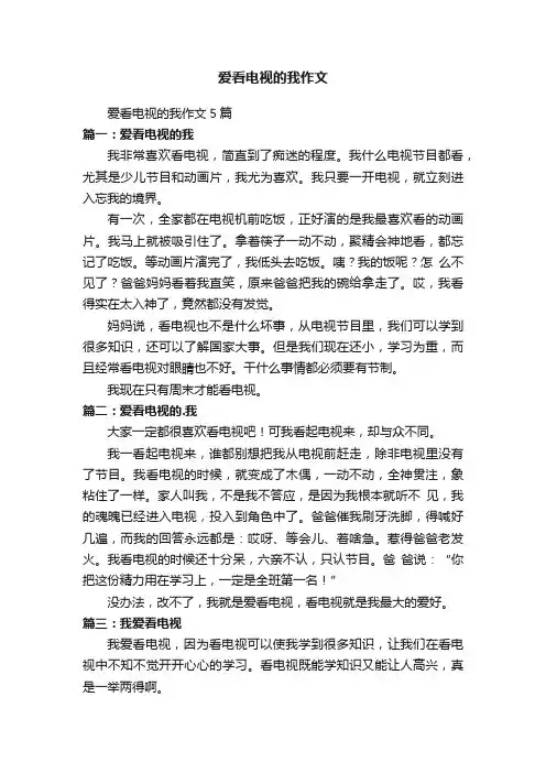 爱看电视的我作文5篇