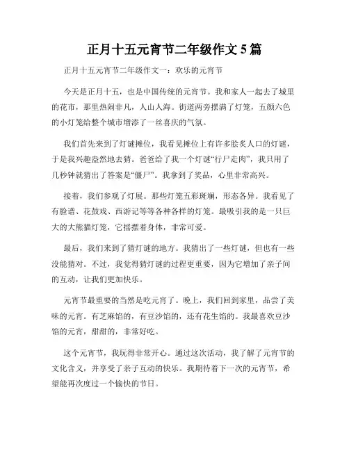正月十五元宵节二年级作文5篇