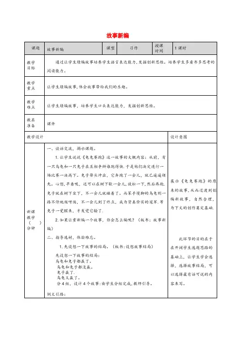 罗庄区第一小学四年级语文下册第八单元习作：故事新编教案新人教版