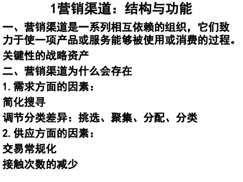 营销渠道：结构与功能ppt课件