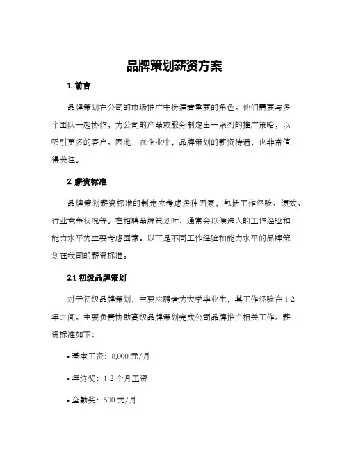 品牌策划薪资方案