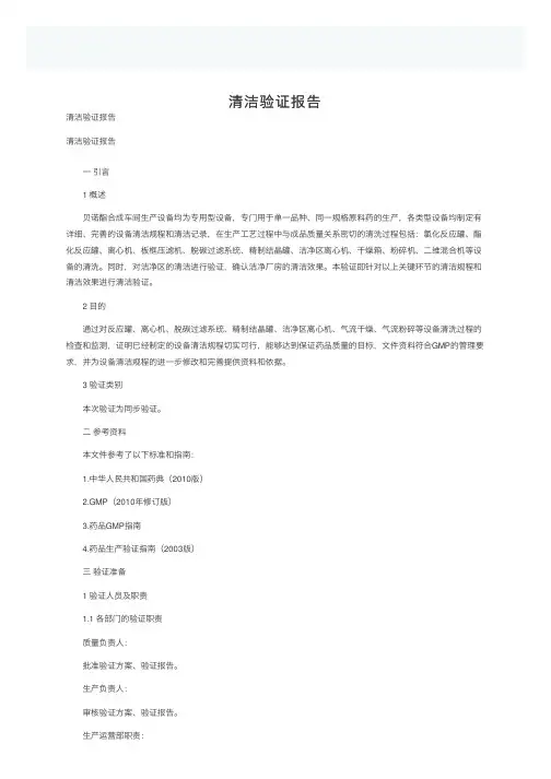 清洁验证报告