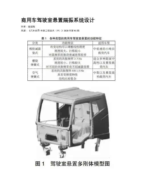 商用车驾驶室悬置隔振系统设计