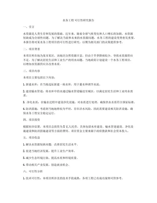 水务工程 可行性研究报告