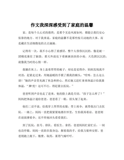 作文我深深感受到了家庭的温馨
