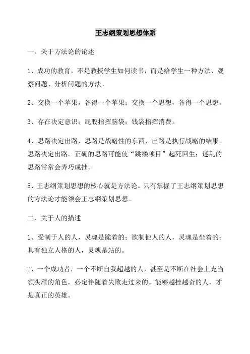 王志纲策划思想体系