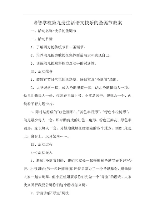 培智学校第九册生活语文快乐的圣诞节教案