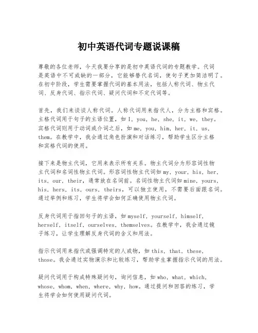 初中英语代词专题说课稿