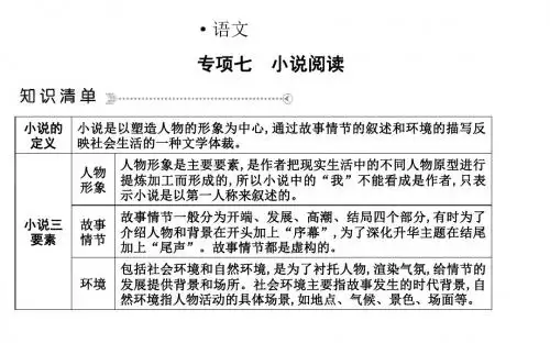 2019年秋人教部编版九年级上册语文课件：专项七 小说阅读(共41张PPT)