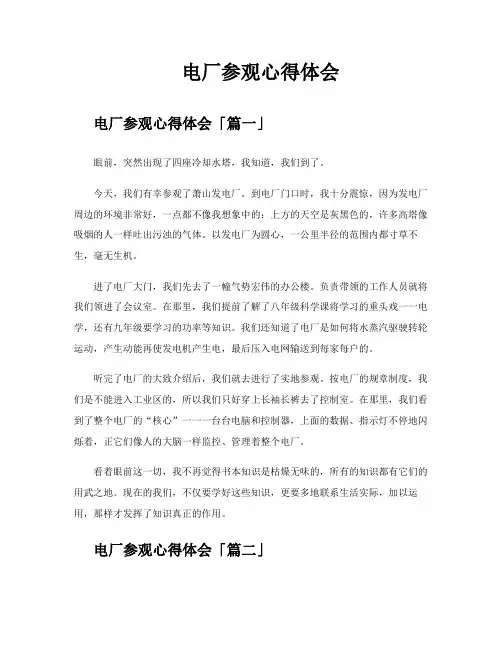 电厂参观心得体会