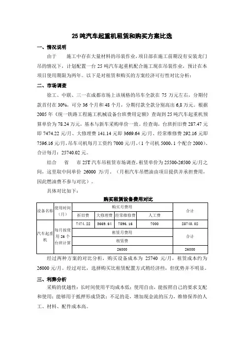 设备租赁和购买配置方式比选