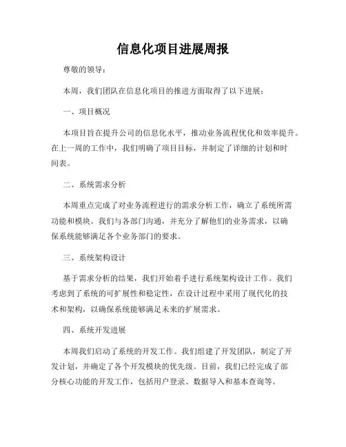 信息化项目进展周报