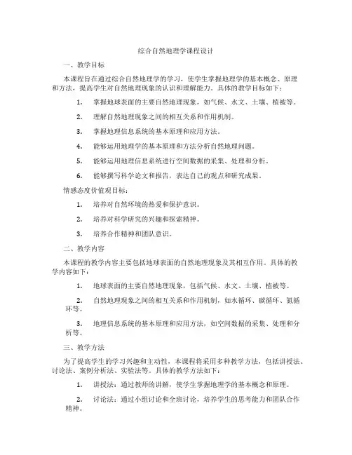 综合自然地理学课程设计