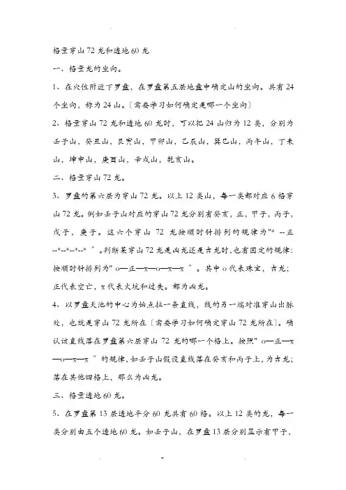 格量穿山72龙和透地60龙重点
