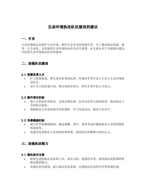 生态环境执法队伍建设的建议