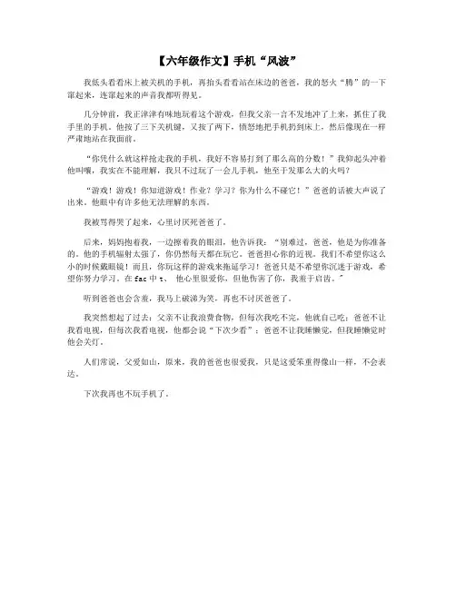 【六年级作文】手机“风波”