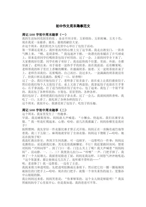 初中作文周末趣事范文