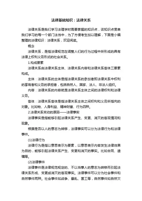 法律基础知识：法律关系