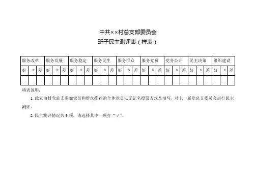 民主测评样表(样表)