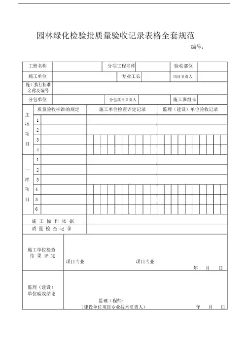 园林绿化检验批质量验收记录范文表格全套规范.doc