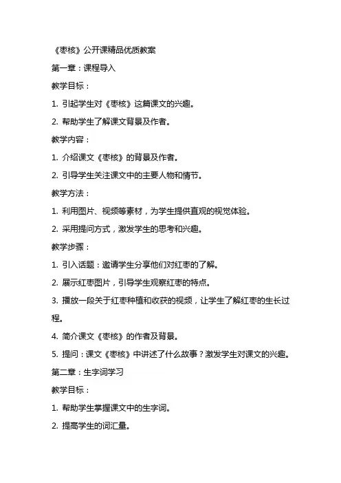 《枣核》公开课精品优质教案