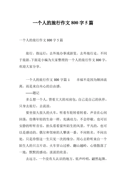 一个人的旅行作文800字5篇
