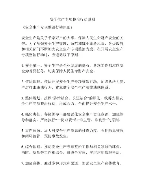 安全生产专项整治行动原则