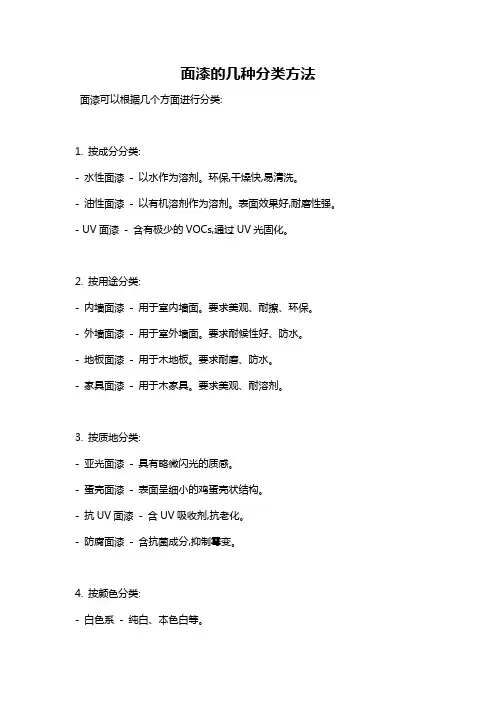 面漆的几种分类方法