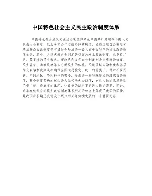 中国特色社会主义民主政治制度体系