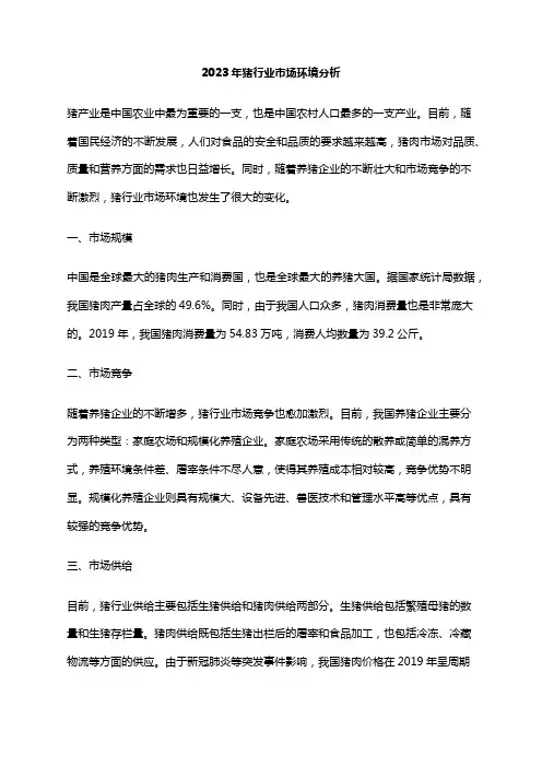 2023年猪行业市场环境分析