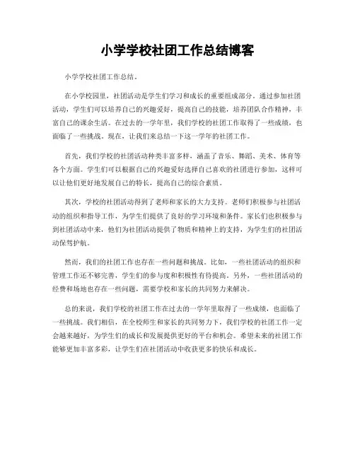 小学学校社团工作总结博客
